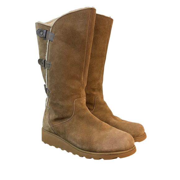Bearpaw Hayden Women’s Suede Shearling Tall Winter Boots Brown Size 11 - Picture 1 of 11
